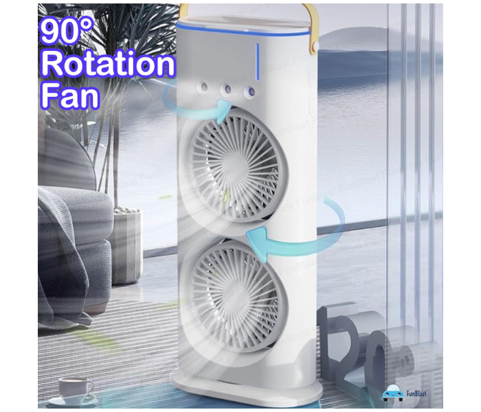 Arctic Mist Pro™ – Dual Spray Mini AC Fan with LED Mood Lights | مروحة تبريد برذاذ مزدوج LED